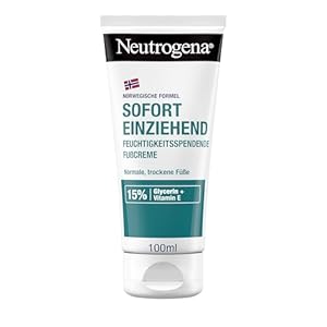 Neutrogena Sofort einziehende Fußcreme, feuchtigkeitsspendende Fußpflege Creme mit 15% Glycerin + Vitamin E, Norwegische Formel Feuchtigkeitscreme für normale & trockene Füße (100 ml)