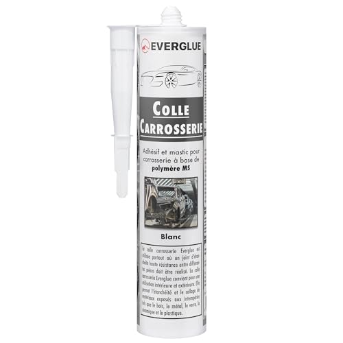 Colle de Carrosserie 1K MS - Mastic Polymère Blanc Élastique - Résistant aux UV - Pour Montage et Scellage dans la Construction de Véhicules