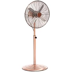 InnovaGoods® Ventilador, ventilador de pie, ventilador portatil, ventilador COPPER RETRO, ventilador de pie 55W, oscilante 70º angulo ajustable 25º, ventilador 3 velocidades. Color bronce.