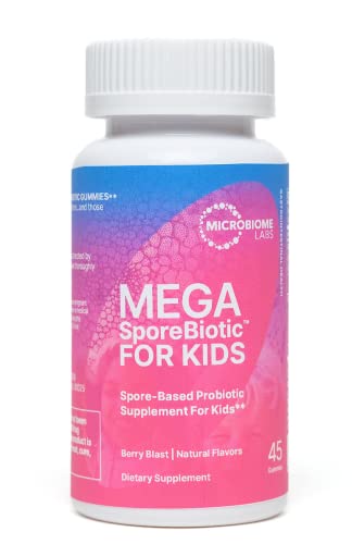 Microbiome Labs Megasporebiotic Gummies Kids Probiotic - Spore Based Probiotic Gut Health & Immune Support Supplement - Probiotic Gummies With Delicious Berry Flavor (45 Gummies) #TOP20