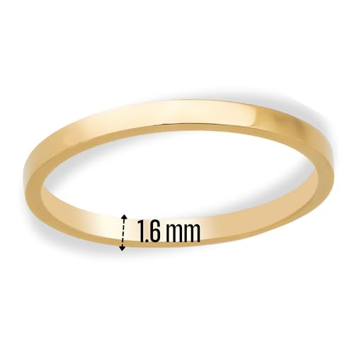 14K Real Solid Gold Ring for Women, Thin Plain Ring for Engagement Promising Wedding, Thickness 1.6 mm 5