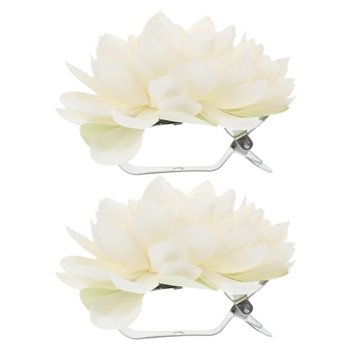 LIFKICH 2 Clips de Cortina Diseño de Flor en Plástico y Metal Blanco, Sujetadores Decorativos para Cortinas en Hogar U Hotel sin Dañar Las Telas