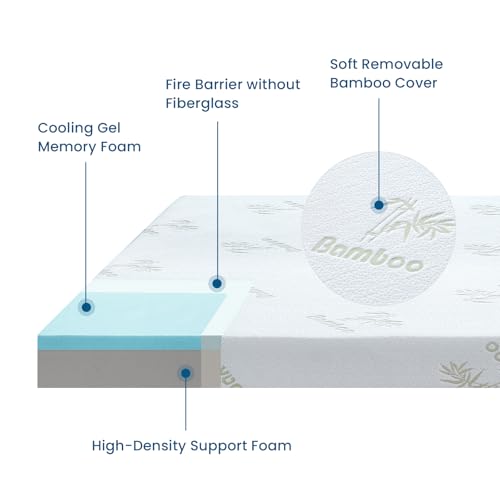 Inofia Sofa Bed Mattress Replacement Queen Size, 4.5 Inch Gel Memory Foam Mattress with Ultra Soft Removable Cover for Couch Beds, Queen Size - 72\" x 58\" x 4.5\" (Sofa Not Included)