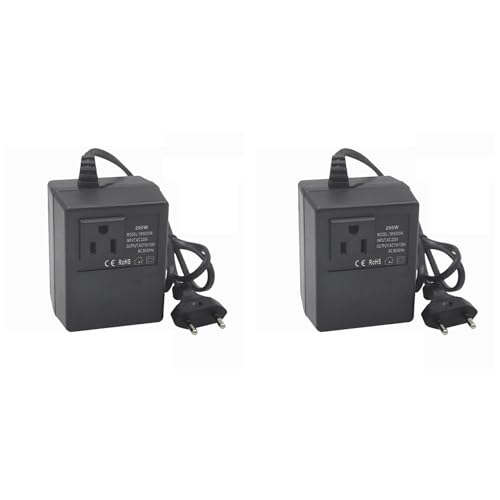 2 Transformadores de 220V a 110V de 200W con enchufe europeo para regular voltaje