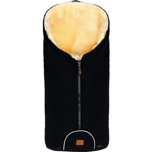 Fillikid Merino Lammfell Fußsack Winterfußsack universal für Babyschale Autositz Gr. 0 Kinderwagen Baby (Schwarz)