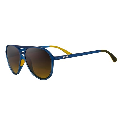 goodr Frequent Skymall Shoppers Polarized Aviator Sunglasses for Men & Women, Large Sized (Mach G), Navy Frame with Amber Gradient Lens, Dark to Light Tint, UV400 Protection, No Slip, No Bounce