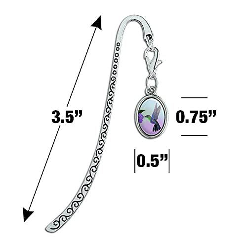Hummingbird Crowned Woodnymph Purple Violet Metal Bookmark Page Marker With Oval Charm #TOP1