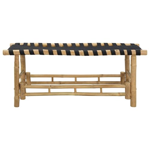 Banco de jardín de bambú natural rectangular de 110 cm resistente a la intemperie 4