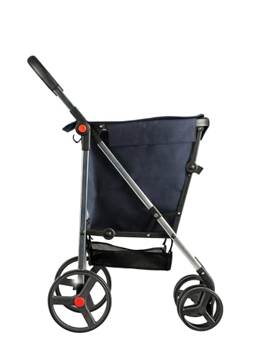 Klappbarer Einkaufstrolley Rolser Basquet Tweed 4 große Räder (2 drehbare) - Marino – Bild 3