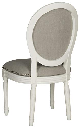 Safavieh Home Collection Holloway 19''H French Brasserie Linen Oval Light Grey And Cream Side Chair #TOP6