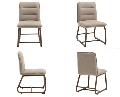 Lot de 2 chaises modernes en lin kaki, pieds métal Ya-Home