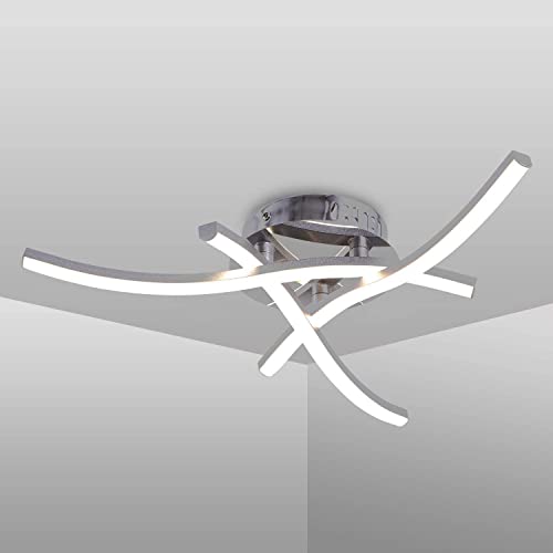 Plafonnier LED, luminaire plafonnier en forme de vague, lumière blanche neutre 4000K, LED intégrées 18W 1600Lm, lustre moderne pour le restaurant de salon de chambre coucher, 220V IP20