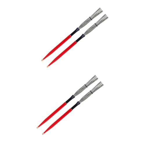VICASKY 2 Pairs Retractable Drum Brush Carbon Steel Wire Wooden Handle Jazz Drum Brush for Ages