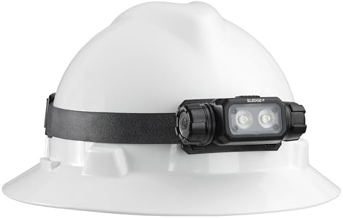 Image of Streamlight 89019 Sledge 1000-Lumen Max 600-Lumen Standard 1800-Candela Rechargeable Low-Profile LED Headlamp with Elastic and Rubber Hard Hat Straps, Black