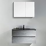 TONA 30' Bathroom Vanity with Sink Combo Matte Black Modern Design with Invisible Handle, Wall Mounted Vanity Set with Oversized Storage Cabinet and Integrated Basin - EDI 30'