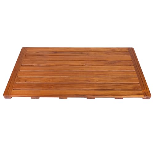 Utoplike Teak Bath Mat Large Wood Shower Mats for Bathroom 31.7x17.9 Sturdy Floor Mat for Indoor Spa or Outdoor