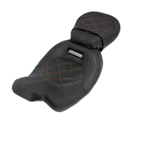 Cojín de asiento para motocicleta premium negro de dos plazas apto para Harley Touring 09-24