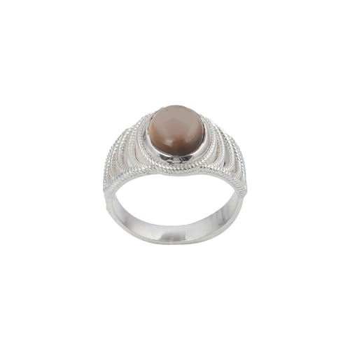 FULA JEWELS Smokey Quartz Ring 925 Sterling Silver Natural Brown