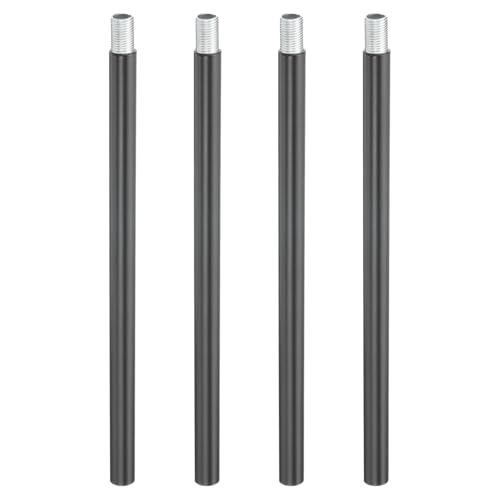 Image of PATIKIL Threaded Extension Rod, 4 Sets 8 inch M10 x 1mm Fine Thread Lamp Pipe with Lamp Pipe Nipples for Pendant Light Island Lighting Chandeliers Stems, Black
