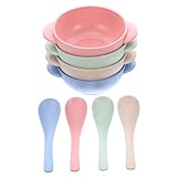 Kisangel 4セット 小麦わら材質の 用割れにくい食器点 な滑らか仕上げベビー食器 自で食べる練習にな耐久性と使いやすさ