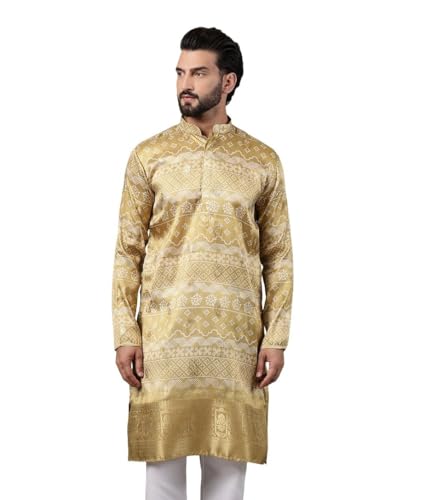 Image of SOJANYA (Since 1958 Men's Silk Banarasi Design Long Kurta