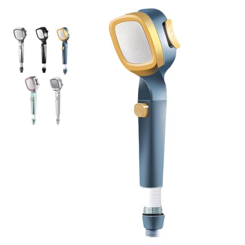 Shower Head with 4 Modes, Handheld Pressurized Showerhead with Pause Switch, Built-in Filters Water Saving Showerhead, Adjustable Shower Nozzle for Bathroom (Blue)