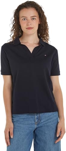 Tommy Hilfiger Mujer Polo de Manga Corta Regular Fit, Azul (Deser...