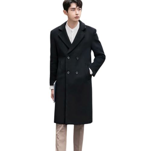 Trench long en laine noir homme manteau hiver chaud veste affaires chic taille XL