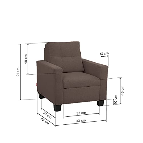 Image of Duroflex Ease - 5 Seater Sofa, 3+1+1 Sofa Set | Premium Fabric, High Comfort Foam, Durable Termite-Resistant Wooden Frame & Easy Maintenance | 3-Year Warranty - Saddle Brown