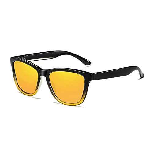 Lunettes de soleil anti-éblouissement avec verres miroir jaune pour conducteur