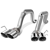 DNA MOTORING Axle-Back Exhaust System Compatible with 05-08 Chevy Corvette 6.0L 6.2L,Round Diagonal Rolled Muffler Tip,2.5' Inlet/3' Outlet, Aluminized Piping/Polished Tips CBE-MU-CCORVO5-60L