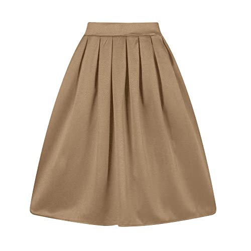 andmary Dida pleats flare skirt ベージュM Taydey A-Line Pleated Vintage Skirts for Women Khaki S at Amazon