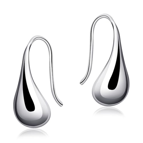 Small Teardrop Pull Through Earrings Sterling Silver Earrings Hypoallergenic Drop Dangle Earrings Threader Earrings Open Earrings for Women