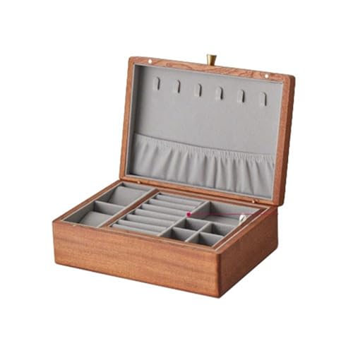Hefiona ジュエリーボックス アクセサリーケース 木製 ジュエリー収納 宝石箱 大容量 おしゃれ 小物入れ ピアス ネックレス リング 指輪置き 女の子 女性用 ブラウン