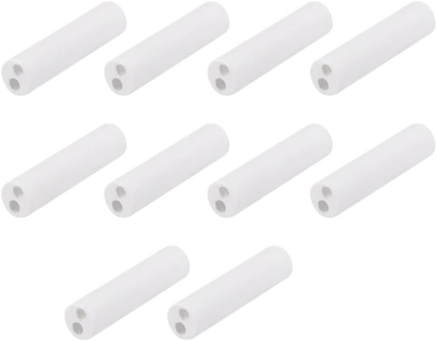 Ceramic Insulating Rod for High Voltage Applications,10pcs Twin Bore Porcelain Hollow Duct Length 15/25/23mm, Abrasion High-Alumina Tube for Heating Element(7 * 2.5 26m(4 * 1 * 25mm)