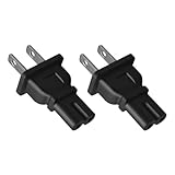 Strhowill (2pack) US 2-Prong AC Power Plug Adapter,NEMA 1-15P to IEC320 C7 Power Converter Plug,US NEMA 1-15P 2 Prong Male Plug to C7 Female Jack Converter,15A 125V