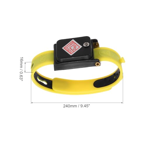 Image of MECCANIXITY Anti Static Wrist Strap, ESD Silicone Adjustable Antistatic Bracelet Cordless for Computer Electronics Repair Black, Yellow
