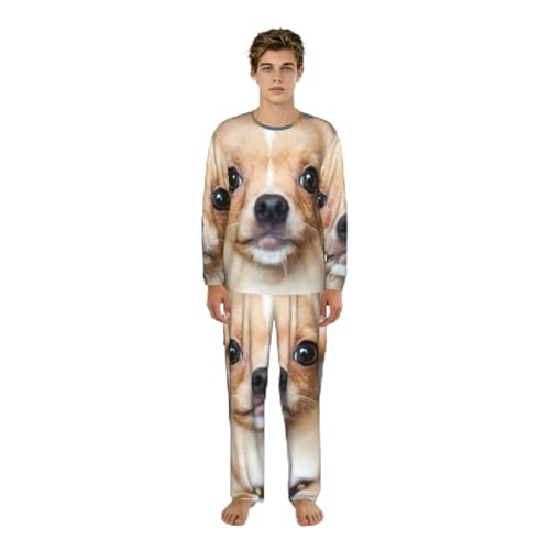 Pyjama à manches longues homme contre le froid nocturne, ensemble de détente doux S-3XL