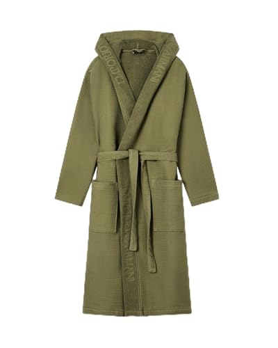 EMPORIO ARMANI Peignoir de bain gaufré unisexe Vert XL