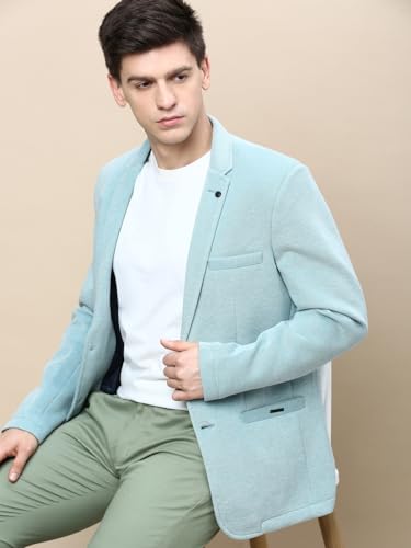 Image of SHOWOFFFF Men Solid Single Breasted Party Blazer | Notched Lapel Full Sleeves Cotton Blazer's for Mens | Slim Fit Regular Length Blazers for Men's