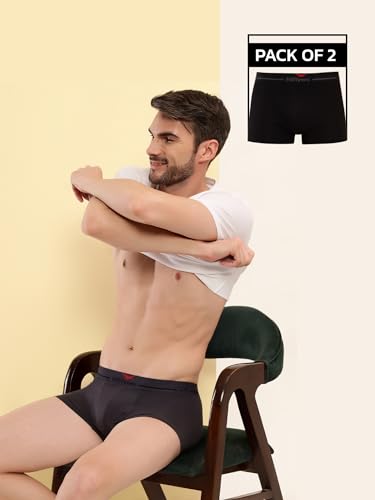 Image of HiFlyers Men's Cotton Spandex Odour-Free, Long Lasting Comfort, All Day Fresh and Confidence Dark Knight Collection Solid Trunks