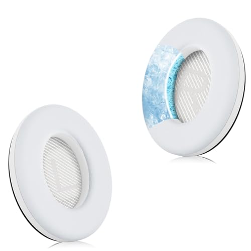 Image of Full Cooling Gel Replacement Earpads for Bose QuietComfort QC35 Headphones Ear Pads Cushions with Breathable Ice Silk Fabric, High-Density Noise Cancelling Foam - White