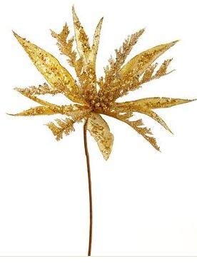 Allstate Floral and Crafts Poinsettia Spray 18" Gold Sequinned