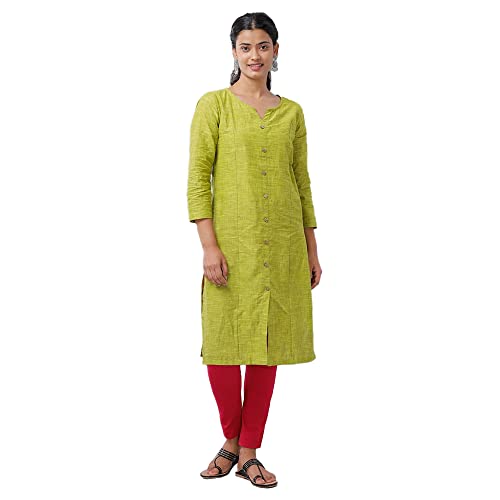 Image of De Moza Women Pencil Fit Cigarette Pant | 95% Cotton 5% Elastane | Mid Rise | 2 Pockets | Casual & Office Wear