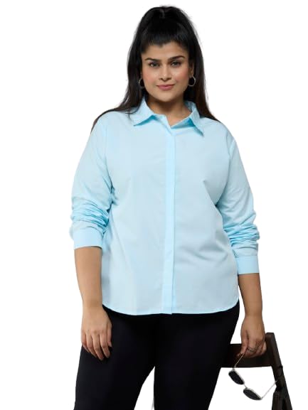style quotient Plus Size Women Solid White Polycotton Formal Shirt-picture-29
