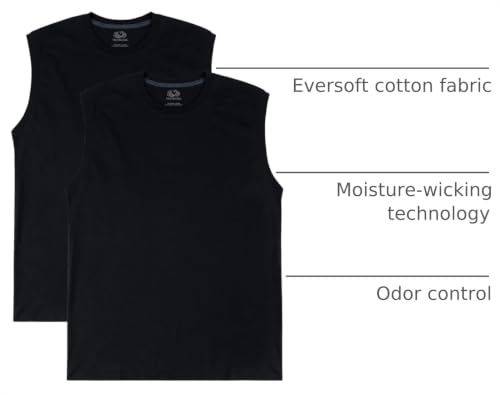 Image of Fruit of the Loom Men's Eversoft Cotton Sleeveless T Shirts, Breathable & Moisture Wicking with Odor Control, Sizes S-4X
