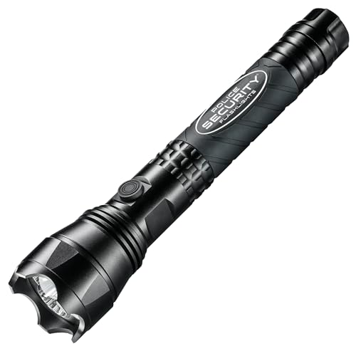 Police Security Little Nellie 2000 Lumen Tactical Flashlight Heavy-Duty Aluminum Slide Focus 5 Modes 400m Beam Water Resistant High-Powered LED Flashlight for Emergency Work & Outdoor Use