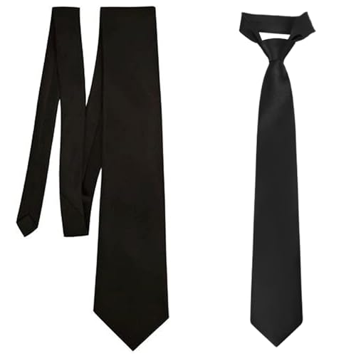 MAKI FASHIONS Black Tie – Classic Plain Necktie for Funeral, Wedding, Business, Interviews & Formal Wear