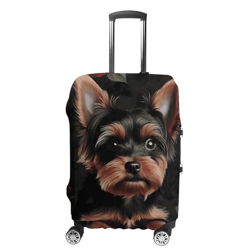 Yorkie Puppy Luggage Cover, Washable Elastic Suitcase Cover Protector Fit 18-32 Inch Luggage