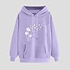 Dyhxuan Women's Sweatshirt with Hood Dandelion Print Pullover Classic Hoodie Loose Fit Long Sleeve Jumper Lightweight Fleece Jumper Leisure Winter Jumper Versatile Hoodie Tops, Purple, XXL #1
